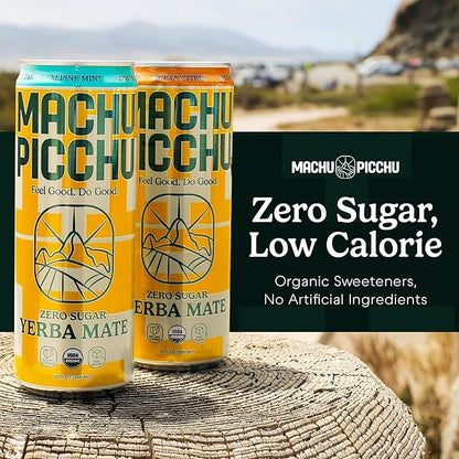 MACHU PICCHU Non-Carbonated Yerba Mate Energy Drink – Zero Sugar, 120mg Organic Caffeine, Smooth Focus Without Jitters or Crash, Low Calorie, USDA Organic, 12oz Cans (12-Pack Variety Pack