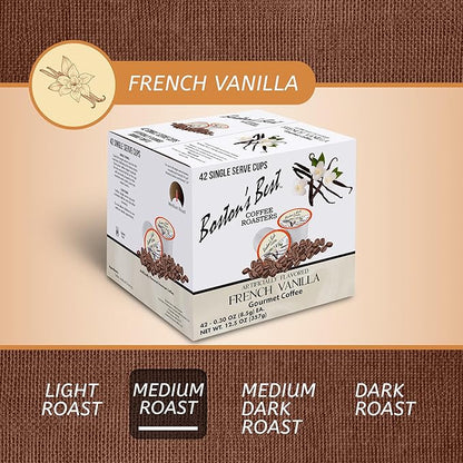 Boston’s Best – French Vanilla Flavored – Medium Roast – Single Serve Coffee Pods, Compatible with Keurig Brewers – 42 Pods