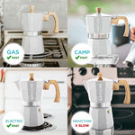 Load image into Gallery viewer, GROSCHE Milano Moka pot, Stovetop Espresso maker, Greca Coffee Maker, Stovetop coffee maker and espresso maker percolator (Grey, 6 cup)