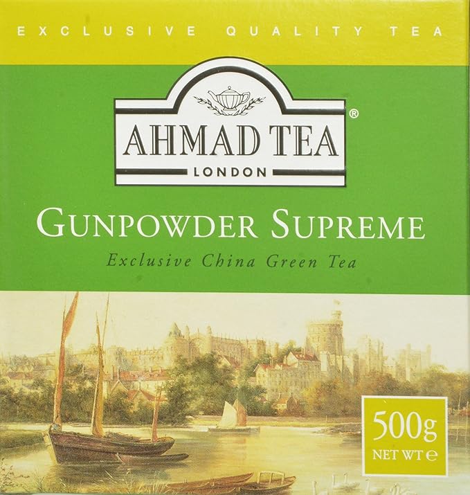 Ahmad Tea Green Tea, Gunpowder Loose Leaf, 500g (Pack of 12) - Caffeinated and Sugar Free