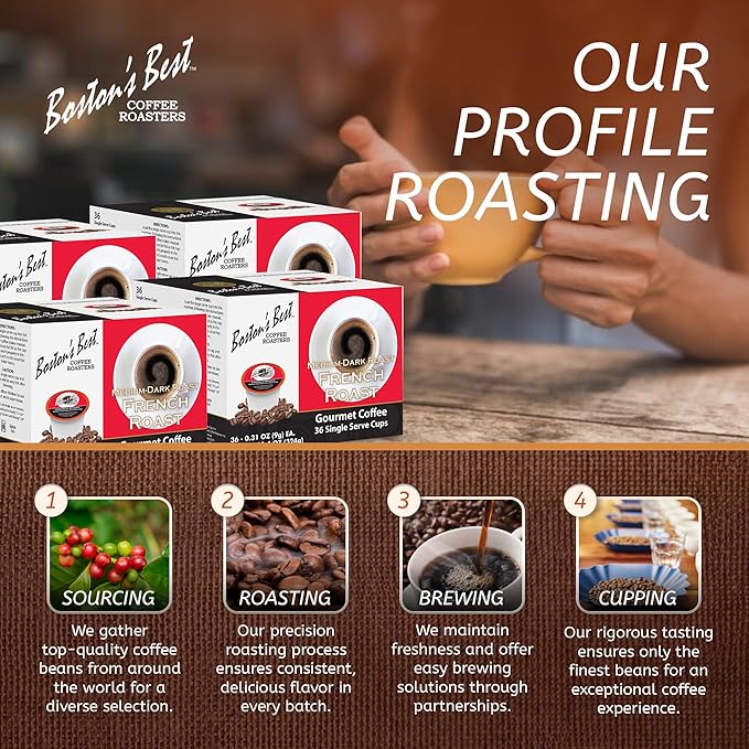 Boston’s Best - Rich & Bold French Roast Gourmet Coffee, Delectable Dark Roast Compatible with Keurig Coffee Maker - 144 Count (Pack of 1)