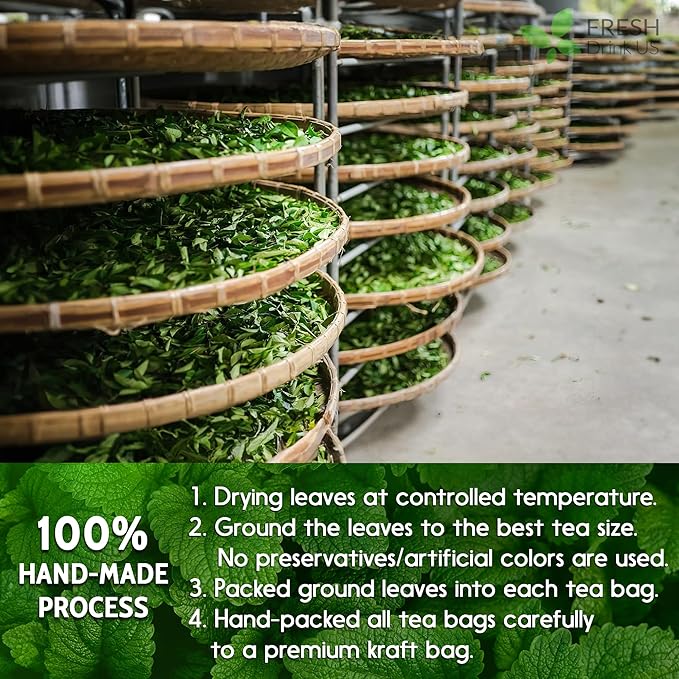 FreshDrinkUS, Premium 120 Lemon Balm Leaf Tea Bags, 100% Natural & Pure from Lemon Balm Leaves. Loose Leaf Herbal Te. No Sugar, No Caffeine, No Gluten, Vegan.