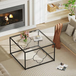Load image into Gallery viewer, Black Coffee Table Modern Center Table,Glass Square Minimalist Coffee Table Tea Table for Living Room,Tempered Glass-top with Sturdy Metal Frame, Easy Assembly,26.4 x 26.4 x 15.7 Inches