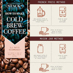 Load image into Gallery viewer, Organic Cold Brew Coffee Coarse Ground 1 LB - Colombian Supremo Reserve Flavor Dark Roast Coarse Grind - 100% Arabica Beans - Handcrafted, Single Origin, Micro Roast, Direct Trade – By Stack Street