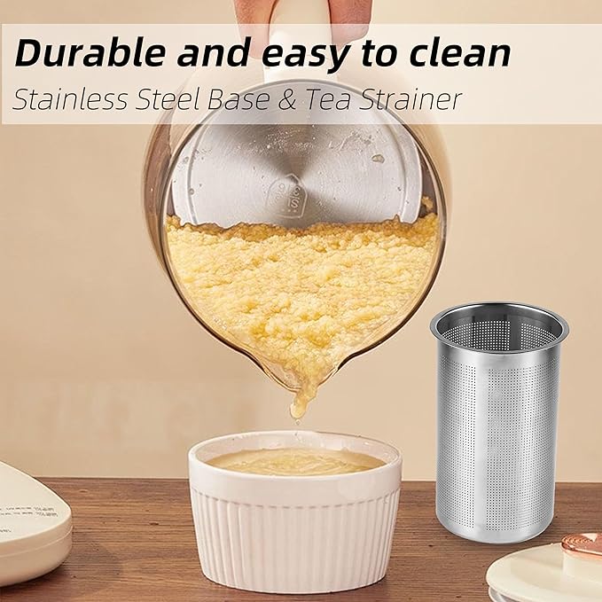 Health Pot, 1.5L Double-Layer Glass Electric Kettle with Stew Pot, 9-in-1 Multi-Function Tea Maker for Soup, Porridge, Herbal Tea, Stainless Steel Base, Glass Touch Panel, Programmable