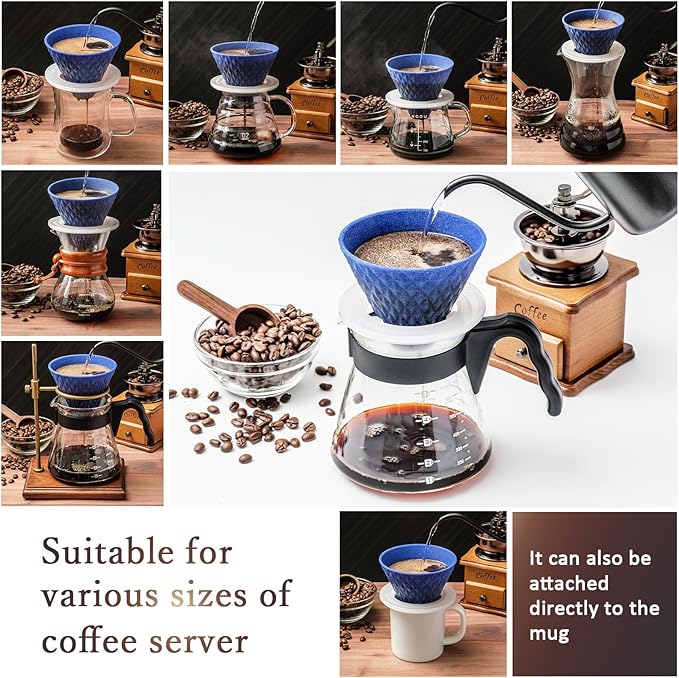 Ceramic Reusable Coffee Filter Pour Over Dripper Paperless Sustinable ekubo 1-4 Cup Made in Japan (Brown)