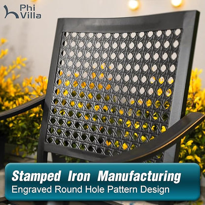 PHI VILLA Patio Swivel Dining Chairs Set of 6, Outdoor Kitchen Garden Metal Chair with Cushions, Patio Furniture Chair with Armrest, Black Frame