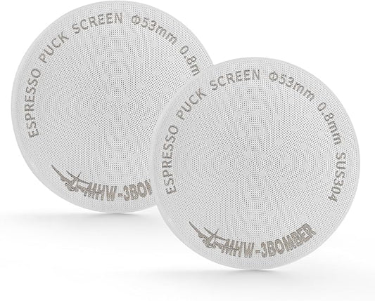 MHW-3BOMBER 53mm Espresso Puck Screen 2 Packs Metal Coffee Filter Reusable Espresso Filters for 54mm Portafilter Basket 0.8mm Thickness FG7009M-OS