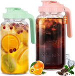 Load image into Gallery viewer, Glass Pitcher with Lid, 64 OZ Mason Jar Pitcher Double Leak Proof, 2 Quart Breast Milk Storage Containers for Fridge, Wide Mouth Glass Jar for Sun Tea, Juice, Cold Brew Coffee