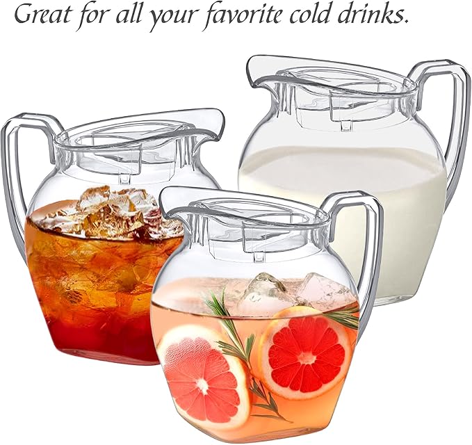 Amazing Abby - Vively Grand - Plastic Pitcher (96 oz, 3 Quart), Clear Water Pitcher with Lid, Fridge Jug, BPA-Free, Shatter-Proof, Great for Iced Tea, Sangria, Lemonade, Juice, Milk, and More