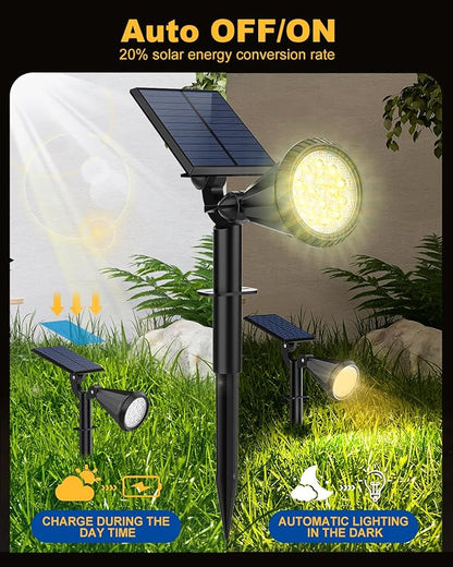 Solar Spot Lights Outdoor, 8 Pack Outdoor Solar Lights for Yard, 4 Lighting Mode Solar Landscape Spotlights with Auto On/Off, 2-in-1 Waterproof Wall Lights for Garden, Walkway (Warm White)