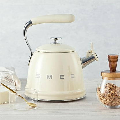 SMEG Retro Stovetop Whistling Kettle – 2.4Q (Cream)