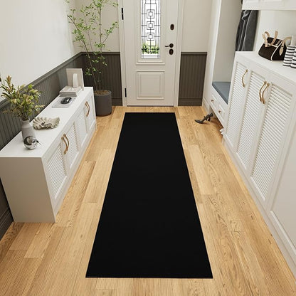 Ottomanson Hallway Runner Rug 2'7" x 9'10" Non Slip Solid Area Rugs Easy to Clean Laundry Rug Runner Durable & Pet Friendly Floor Carpet Runners for Hallways Entryway Living Room Kitchen, Black