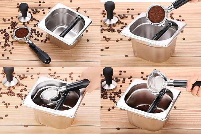 Coffee Knock Box Stainless Steel, Apexstone Espresso Knock Box Stainless Steel, Knock Box for Espresso Coffee Grounds, Knock Box Small