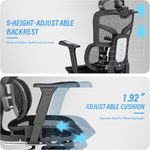 Load image into Gallery viewer, High-Back Ergonomic Mesh Office Chair, Modern Executive Desk Chair with 4D Armrests Computer Task Chair (Black Mesh Dual Lumbar Support)