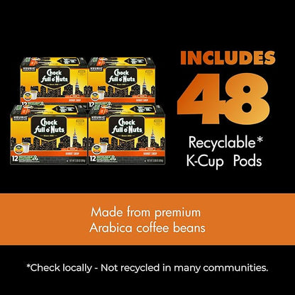 Chock full o’Nuts Donut Shop Keurig K-Cup Pods for Keurig Brewers – Premium Arabica, Medium Roast – Single Serve – 4 Packs of 24 K-Cup Pods