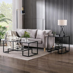 Load image into Gallery viewer, Simple Modern Glass 3-Piece Table Set, Includes Coffee Table and 2 End Tables, Black