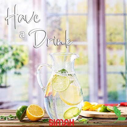 Simax Glass Pitcher With Spout, SMALL 1 Quart Borosilicate Glass Pitchers With Handle,Glass, Cocktail Pitcher, Margarita, Sangria, Beverage Pitchers