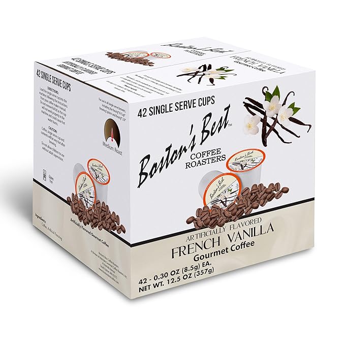 Boston’s Best – French Vanilla Flavored – Medium Roast – Single Serve Coffee Pods, Compatible with Keurig Brewers – 42 Pods