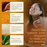 Load image into Gallery viewer, Clevr Blends Turmeric Powder, Golden Milk Instant Latte Mix, Superfood Powder with Oat Milk, Lions Mane, Reishi Mushroom, Organic Spices, Coconut Cream, Ashwagandha, Serve Hot or Iced, (14 Lattes)