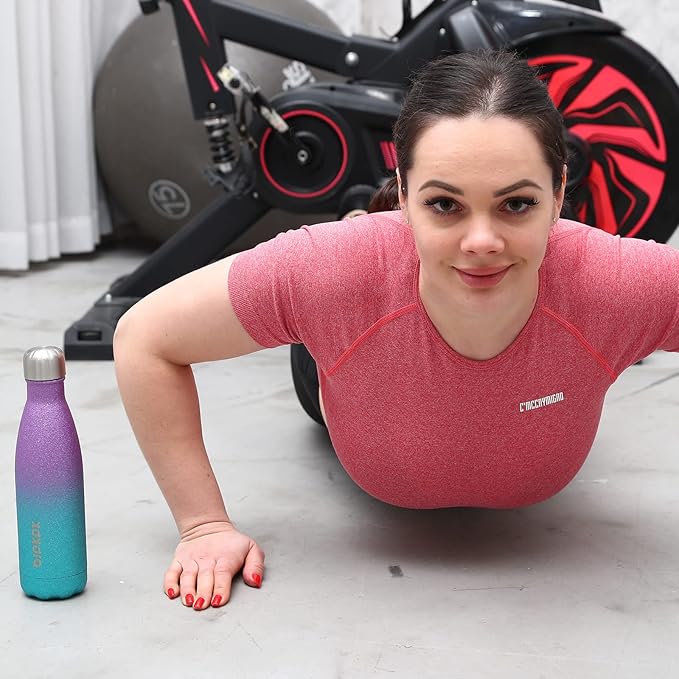 BJPKPK Insulated Water Bottles 17oz Stainless Steel Sports Water Bottles Keep Cold for 24 Hours and Hot for 12 Hours,BPA Free,Glitter Silver Blue