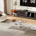 Load image into Gallery viewer, 2-Tier Acrylic Coffee Table, Side End Table with Storage Shelf, Modern Center Table for Living Room, Office, Bedroom, Home Small Space, Easy Assembly (Clear)