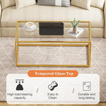 Load image into Gallery viewer, Glass Coffee Table for Living Room, Morden Center Table for Small Space,Simple Tea Cocktail Coffee Table with Clear Glass Top &amp; Metal Frame, Easy Assembly,Gold