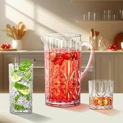 Amazing Abby - Stately - Acrylic Pitcher (80 oz), Clear Plastic Water Pitcher with Lid, Fridge Jug, BPA-Free, Shatter-Proof, Great for Iced Tea, Sangria, Lemonade, Juice, Milk, and More