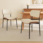 Load image into Gallery viewer, Modern PU Leather Dining Room Chairs Set of 4, Upholstered Kitchen Chairs with Curved Wood Backrest and Metal Legs Adjustable Feet for Kitchen Dining Room(Beige)