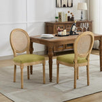Load image into Gallery viewer, Vintage French Country Dining Chairs Set of 6, Rattan Dining Chairs with Solid Wood Legs, Upholstered Dining Chair, Sillas para Comedor, Kitchen &amp; Dining Room Chair (Olive Green, Rattan, 6Pcs)