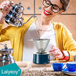 Load image into Gallery viewer, Pour Over Coffee Dripper, Slow Drip Paperless Coffee Filter, Stainless Steel Pour Over Coffee Maker for Single Cup Brew, Double Mesh Design of Manual Reusable Cone Filter.