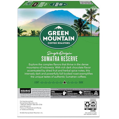 Green Mountain Coffee Roasters Sumatra Reserve Coffee, Keurig Single-Serve K-Cup pods, Dark Roast, 96 Count