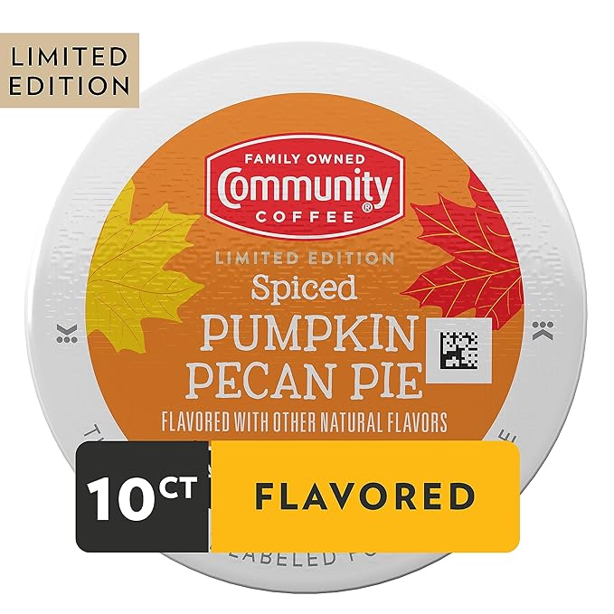 Community Coffee Spiced Pumpkin Pecan Pie Flavored Coffee Pods, 10 count, Medium Roast Compatible with Keurig 2.0 K-Cup Brewers (10 pods)