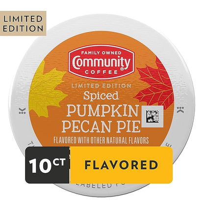 Community Coffee Spiced Pumpkin Pecan Pie Flavored Coffee Pods, 10 count, Medium Roast Compatible with Keurig 2.0 K-Cup Brewers (10 pods)