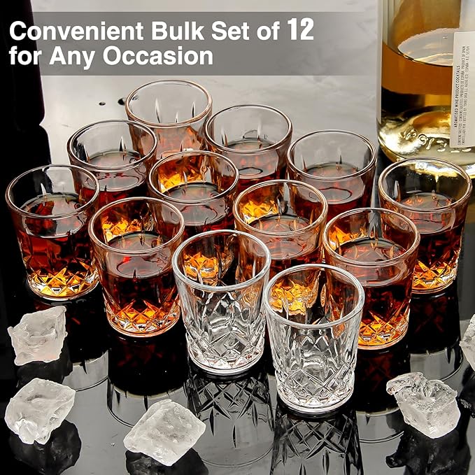 Ruckae 24 Pack 1.5 OZ Shot Glasses Set Crystal Shot Glass Bulk Clear Cone Shot Glasses for Vodka Tequila Whiskey Liquor