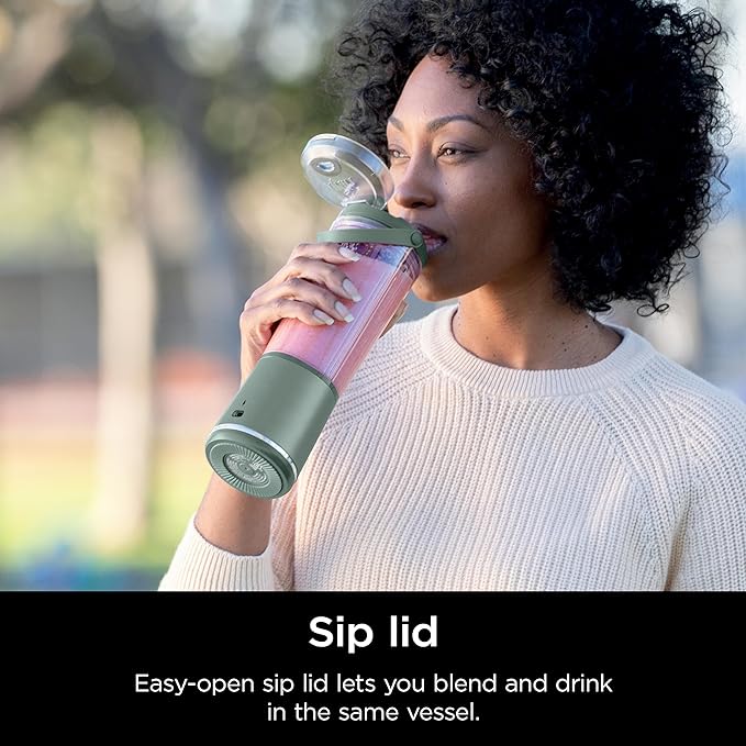 Ninja BC151EM Blast Portable Blender, Cordless, 18oz. Vessel, Personal Blender-for Shakes & Smoothies, BPA Free, Leakproof-Lid & Sip Spout, USB-C Rechargeable, Dishwasher Safe Parts, Forest Green