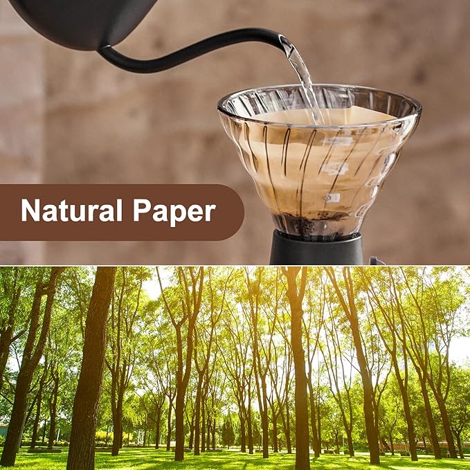 400 Pcs Natural Coffee Filters, Unbleached Cone Filters #4 Cone Paper Coffee Filter 8-12 Cup, 4 Filter Fits for Pour Over and Drip Coffees Maker Chemical-Free Paper for Home, Travel, Office Use