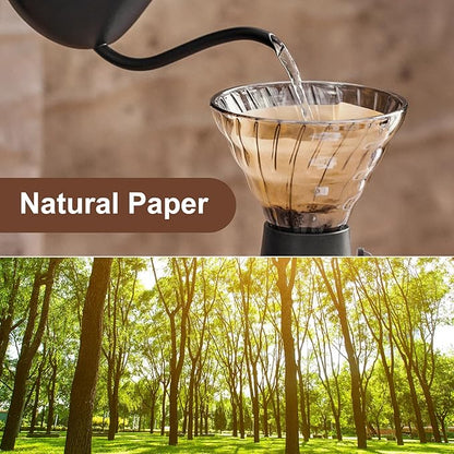 400 Pcs Natural Coffee Filters, Unbleached Cone Filters #4 Cone Paper Coffee Filter 8-12 Cup, 4 Filter Fits for Pour Over and Drip Coffees Maker Chemical-Free Paper for Home, Travel, Office Use