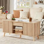 Load image into Gallery viewer, LEYAOYAO 48" Fluted Lift Top Coffee Table with Hidden Storage &amp; Adjustable Shelves, Lifting Tabletop Large Rectangular Coffee Tables, Mid Century Modern Wood Center Table for Living Room, Natural