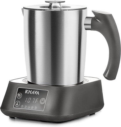KHAVA 5-in-1 Electric Milk Frother and Steamer, Hot Cold Foam Maker & Milk Heater, Automatic Milk Warmer for Coffee, Latte, Hot Chocolate, 17oz Stainless Steel Pitcher Detachable for Dishwasher Safe