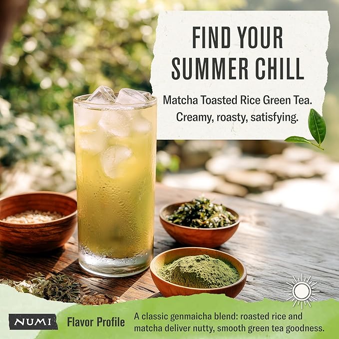 Numi Organic Matcha Toasted Rice Tea, 100 Tea Bags, Organic Genmaicha Green Tea, Caffeinated (Packaging May Vary)