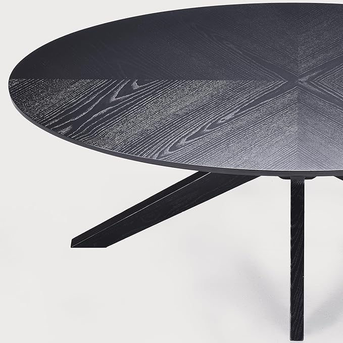 Farini Office Coffee Table, 47" Wood Coffee Tabletop with Wood Frame,Oval Coffee Table for Living Room,Bedroom,47 Inch,Black Tabletop and Frame