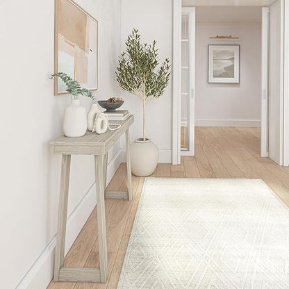 Plank+Beam Solid Wood Console Table, 46.25 Inch, Sofa Table, Narrow Entryway Table for Hallway, Behind The Couch, Living Room, Foyer, Easy Assembly, Coastal White