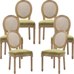 Load image into Gallery viewer, Vintage French Country Dining Chairs Set of 6, Rattan Dining Chairs with Solid Wood Legs, Upholstered Dining Chair, Sillas para Comedor, Kitchen &amp; Dining Room Chair (Olive Green, Rattan, 6Pcs)