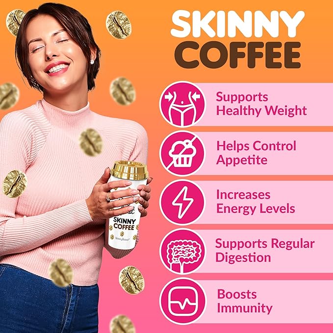 Skinny Boost Instant Skinny Coffee Sticks (Chocolate) - Made with Arabica Coffee Beans, Garcinia Cambogia, Green Tea Extract, B Vitamins, Fiber and Prebiotics –Sugar Free-Keto Friendly (28 Packets)