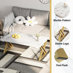 Load image into Gallery viewer, Coffee Table Living Room Table White Center Table, Simple Modern Faux Marble Rectangular Tea Tables with Sturdy Gold Metal Frame,Industrial Wooden Coffee Table for Bedroom Home Office