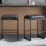 Load image into Gallery viewer, VASAGLE EKHO Collection - Bar Stools Set of 2, Counter Height Bar Stools, Synthetic Leather with Stitching, Mid-Century Modern Counter Stools, 26-Inch Tall, Kichen Home Bar Dining Room, Ink Black