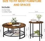 Load image into Gallery viewer, DKLGG 3-Piece Coffee Table and End Table Sets for Living Room, Round Coffee and End Table Set of 3 with Large Storage, Modern Farmhouse Furniture for Apartment Home (Rustic Brown)