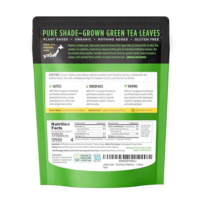 Jade Leaf Matcha Organic Green Tea Powder - Culinary Grade Premium Second Harvest - Authentic Japanese Origin (1.06 Ounce Resealable Pouch)