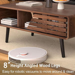 Load image into Gallery viewer, Mid Century Modern Coffee Table - Coffee Table for Living Room, 39.4" Fluted Design with Sliding Door Storage &amp; Open Shelves, Wood Construction, Walnut